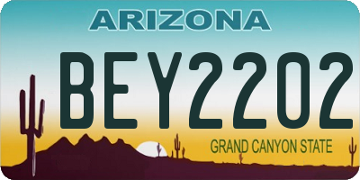 AZ license plate BEY2202