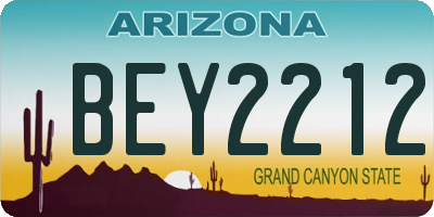 AZ license plate BEY2212