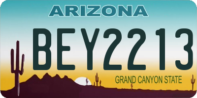 AZ license plate BEY2213