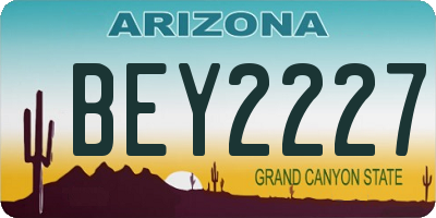 AZ license plate BEY2227