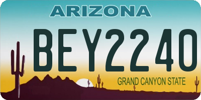 AZ license plate BEY2240