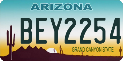 AZ license plate BEY2254