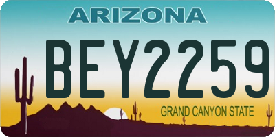 AZ license plate BEY2259