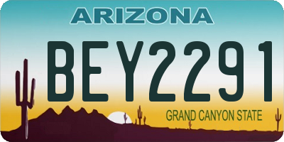 AZ license plate BEY2291