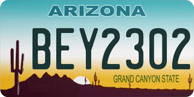 AZ license plate BEY2302