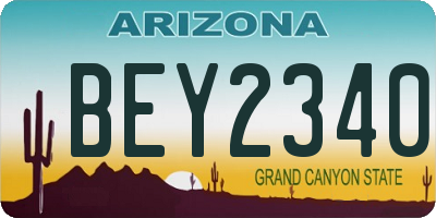 AZ license plate BEY2340
