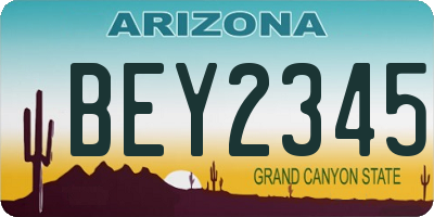 AZ license plate BEY2345