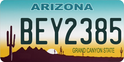 AZ license plate BEY2385