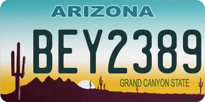 AZ license plate BEY2389