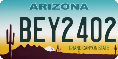 AZ license plate BEY2402