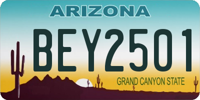 AZ license plate BEY2501
