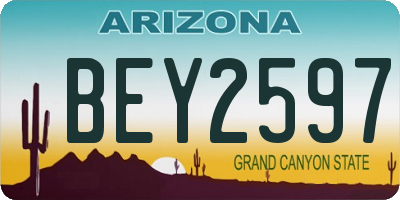 AZ license plate BEY2597