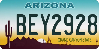 AZ license plate BEY2928