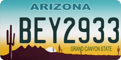 AZ license plate BEY2933