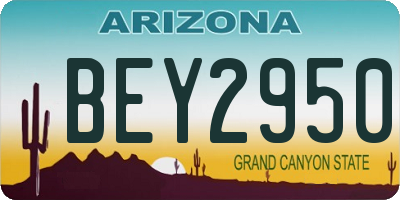 AZ license plate BEY2950