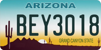 AZ license plate BEY3018