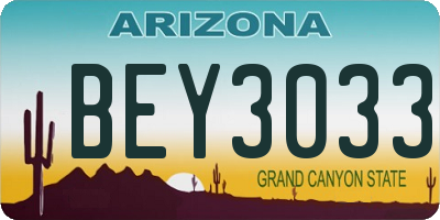 AZ license plate BEY3033