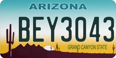 AZ license plate BEY3043