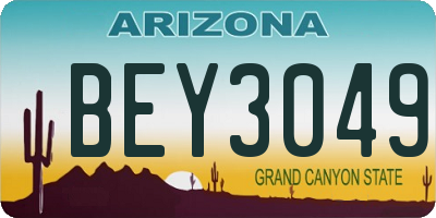 AZ license plate BEY3049