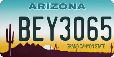 AZ license plate BEY3065