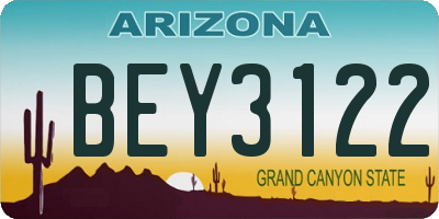 AZ license plate BEY3122