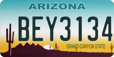 AZ license plate BEY3134