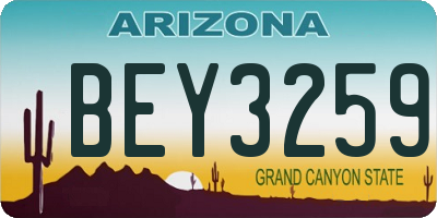 AZ license plate BEY3259