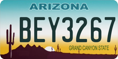 AZ license plate BEY3267
