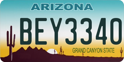 AZ license plate BEY3340