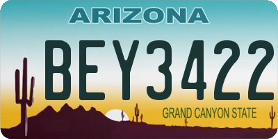 AZ license plate BEY3422