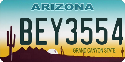 AZ license plate BEY3554
