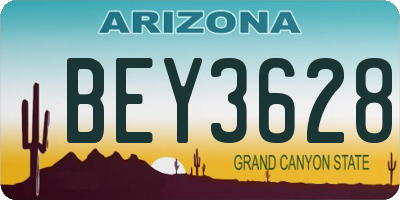 AZ license plate BEY3628