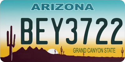 AZ license plate BEY3722