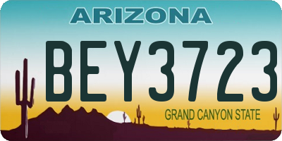 AZ license plate BEY3723