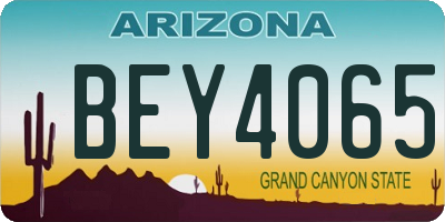 AZ license plate BEY4065