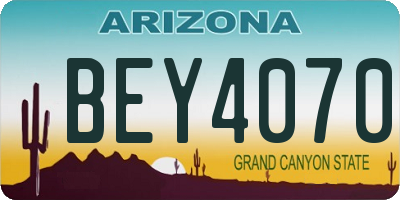 AZ license plate BEY4070