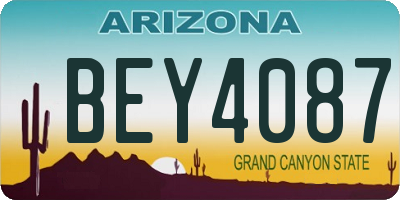 AZ license plate BEY4087