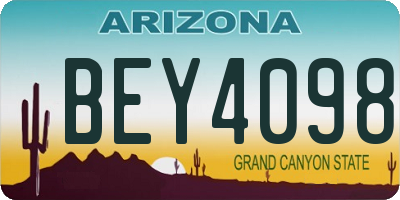 AZ license plate BEY4098