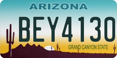 AZ license plate BEY4130