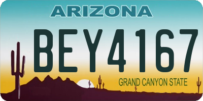 AZ license plate BEY4167