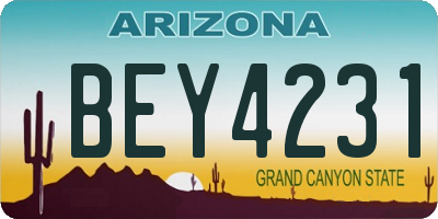 AZ license plate BEY4231