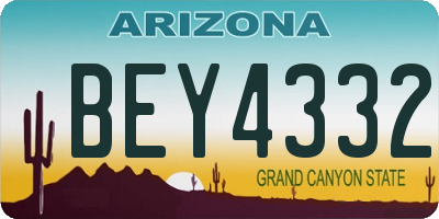 AZ license plate BEY4332