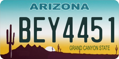 AZ license plate BEY4451