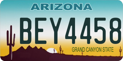AZ license plate BEY4458