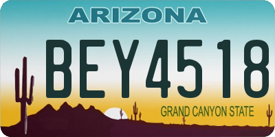 AZ license plate BEY4518