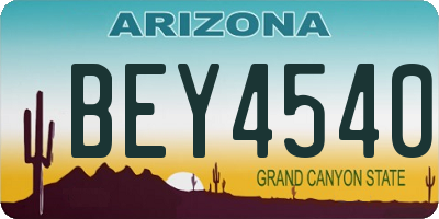 AZ license plate BEY4540