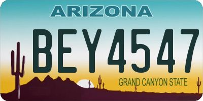 AZ license plate BEY4547