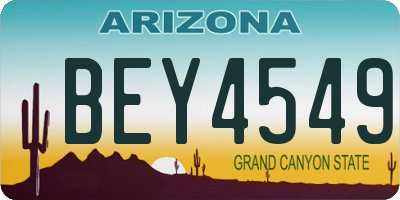 AZ license plate BEY4549