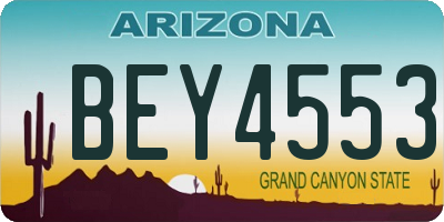 AZ license plate BEY4553