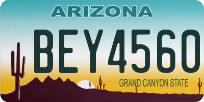 AZ license plate BEY4560